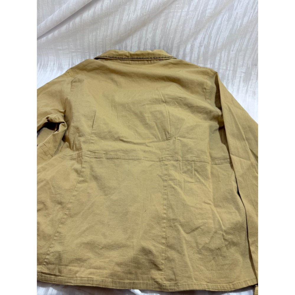 Fiorelli International Tan Khaki Whipstitch Stretch Cotton Tunic Blouse Womens L
